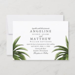 Tropical Palm Tree Green Wedding Card