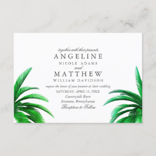 Tropical Palm Tree Green Wedding Card