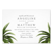 Tropical Palm Tree Green Wedding Card