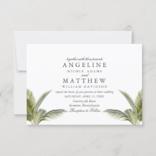 Tropical Palm Tree Green Wedding Card