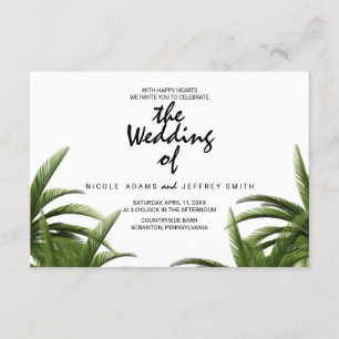 Tropical Palm Tree Green Wedding Card