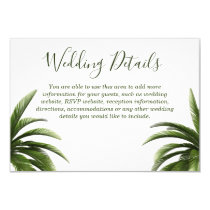 Tropical Palm Tree Green Wedding Details Invitation