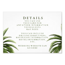 Tropical Palm Tree Green Wedding Details Invitation