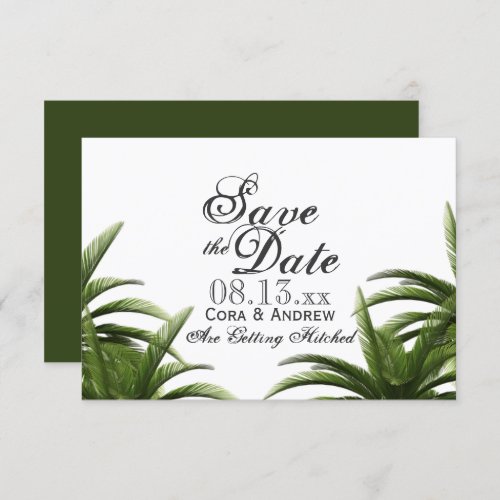 Tropical Palm Tree Green Wedding Save the Date Invitation