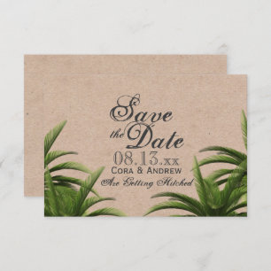 Tropical Palm Tree Green Wedding Save the Date Invitation