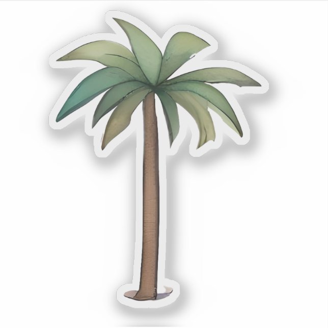 Tropical Palm Tree Illustration Sticker (Front)