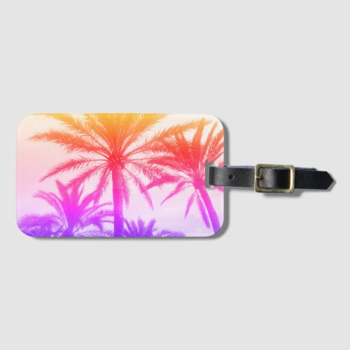 tropical palm tree in retro neon 80s summer vibe  luggage tag