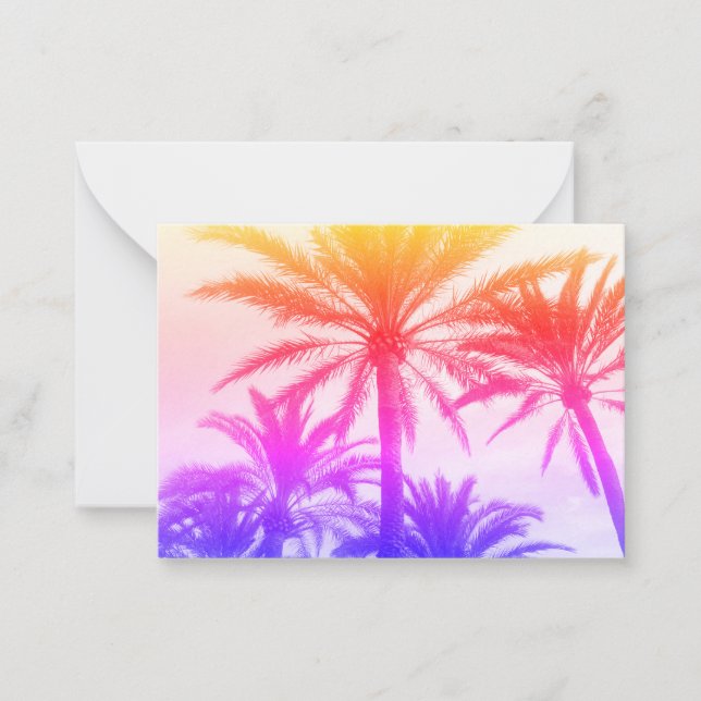 tropical palm tree in retro neon 80's summer vibe  note card (Front)