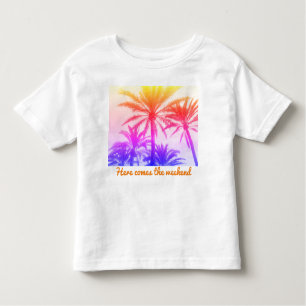 tropical palm tree in retro neon 80's summer vibe toddler t-shirt