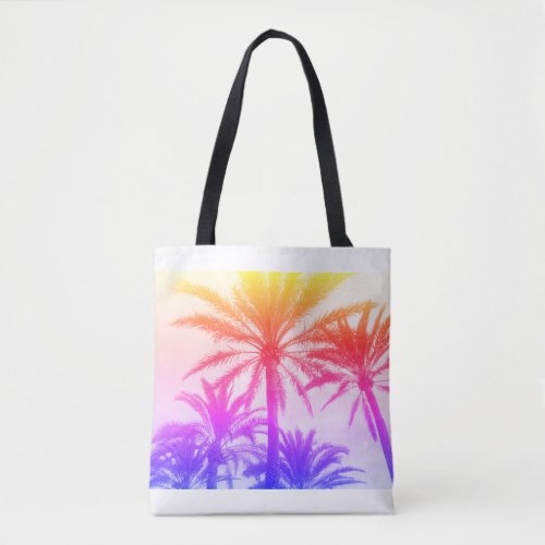 tropical palm tree in retro neon 80s summer vibe  tote bag