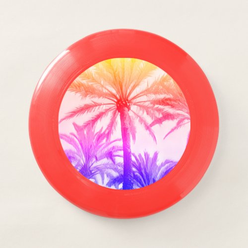 tropical palm tree in retro neon 80s summer vibe  Wham_O frisbee