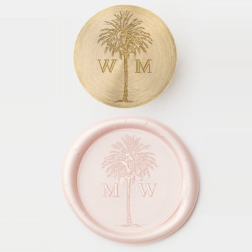 Tropical Palm Tree Änitials Wedding Wax Seal Stamp