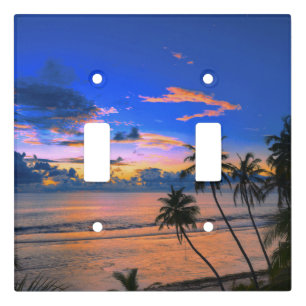 Tropical Palm Tree Island Exotic Beach Sunset Light Switch Cover