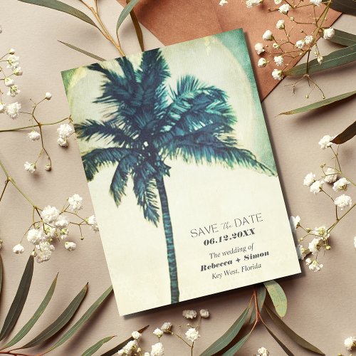 Tropical Palm Tree Key West Wedding Save the Date Announcement Postcard