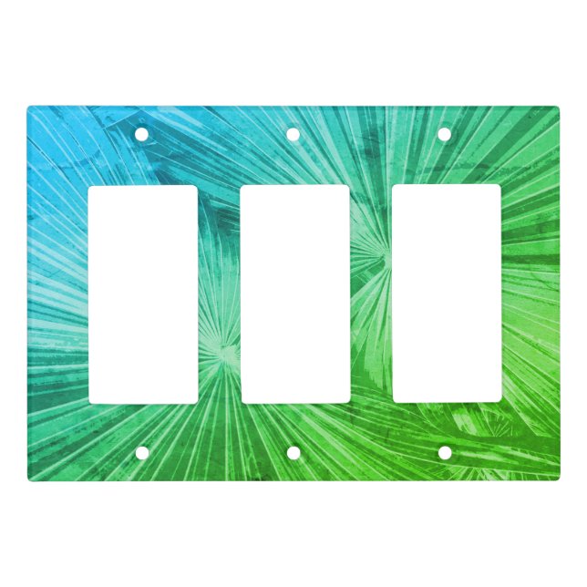 Tropical palm tree leaf design light switch cover (Front)