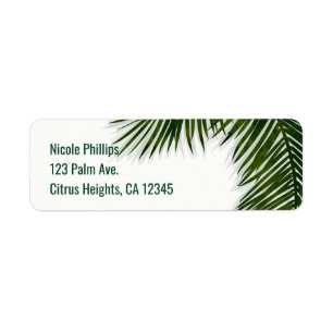 Tropical Palm Tree Leaf Elegant Summer Invitation Label