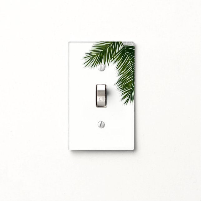 Tropical Palm Tree Leaf Elegant Summer Tropics Light Switch Cover (In Situ)