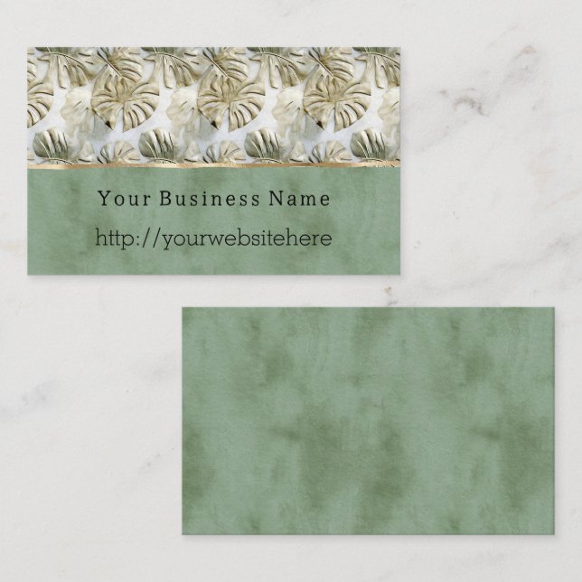 Tropical Palm Tree Leaves Business name website Card (Front/Back)