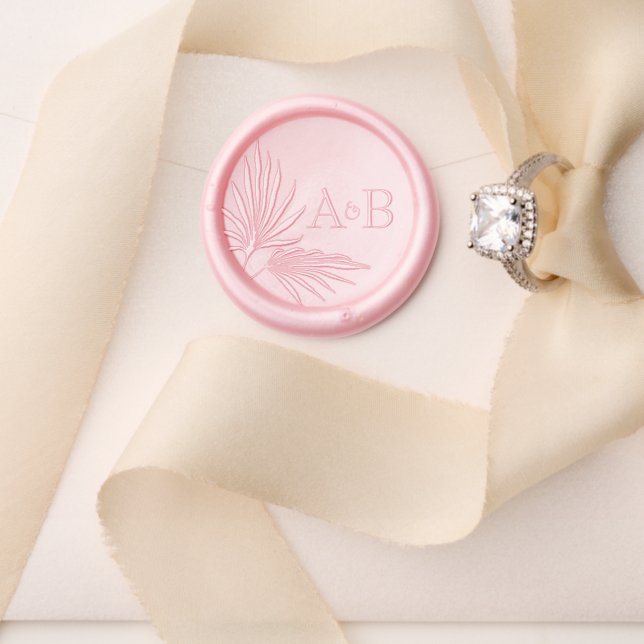 Tropical Palm Tree Leaves İnitials Wedding Wax Seal Stamp (Insitu (Wedding))
