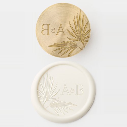 Tropical Palm Tree Leaves Änitials Wedding Wax Seal Stamp