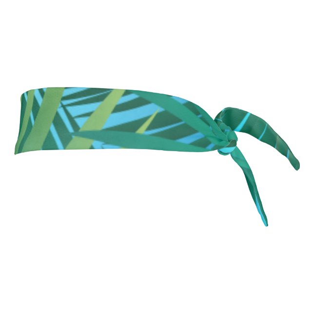 Tropical Palm Tree Leaves Jungle Green Tie Headband (Rotate 90)
