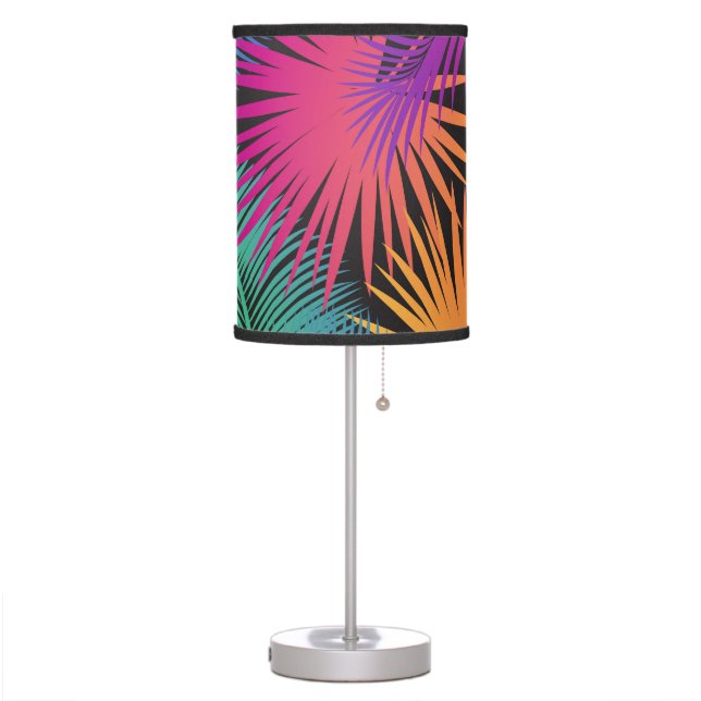 Tropical Palm Tree Leaves Jungle Rainbow Table Lamp (Left)