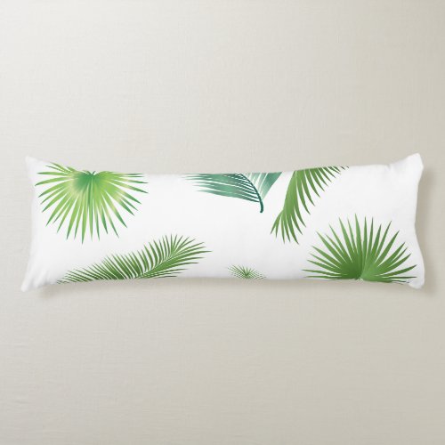 Tropical Palm Tree Leaves Pattern Watercolor Trend Body Pillow