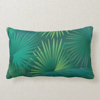 Tropical Palm Tree Leaves Pattern Watercolor Trend Lumbar Pillow