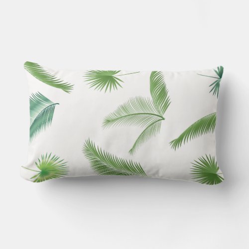 Tropical Palm Tree Leaves Pattern Watercolor Trend Lumbar Pillow