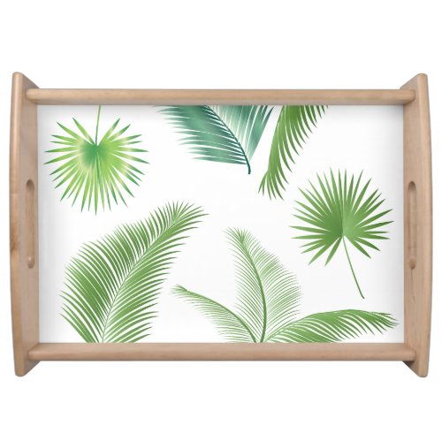 Tropical Palm Tree Leaves Pattern Watercolor Trend Serving Tray