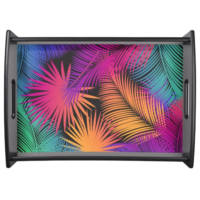 Tropical Palm Tree Leaves Pattern Watercolor Trend Serving Tray (Front)