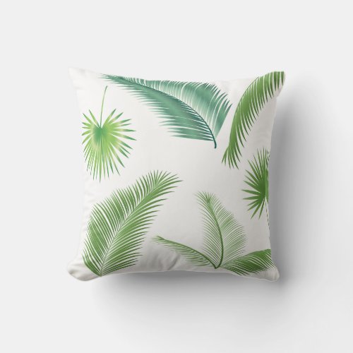 Tropical Palm Tree Leaves Pattern Watercolor Trend Throw Pillow