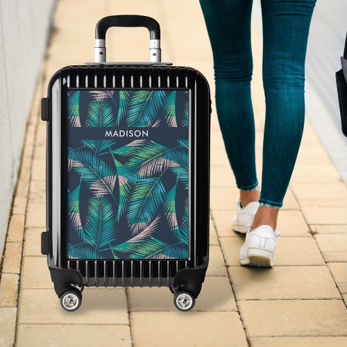 Tropical Palm Tree Leaves Personalized Text Name Luggage