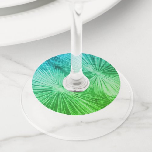 Tropical palm tree leaves wine glass tags