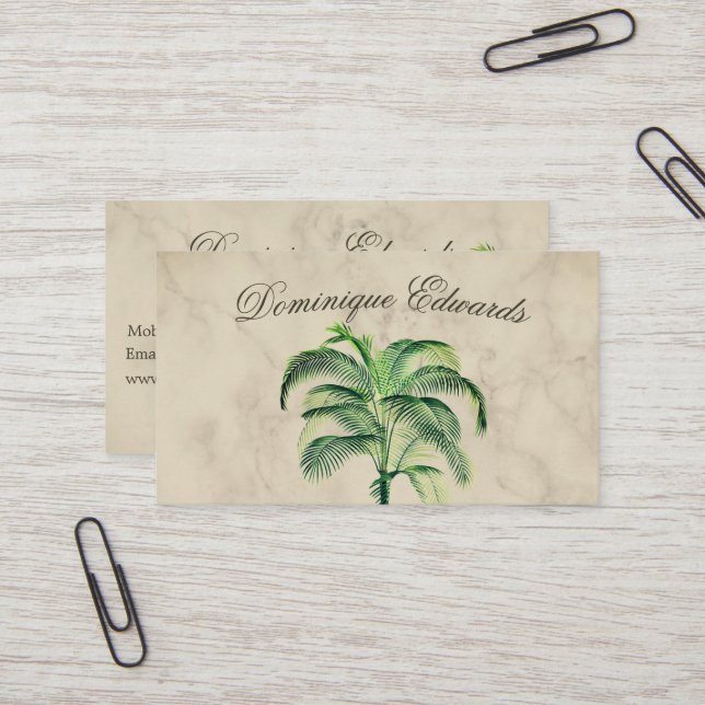 Tropical Palm Tree Marble Professional  Business Card (Front/Back In Situ)