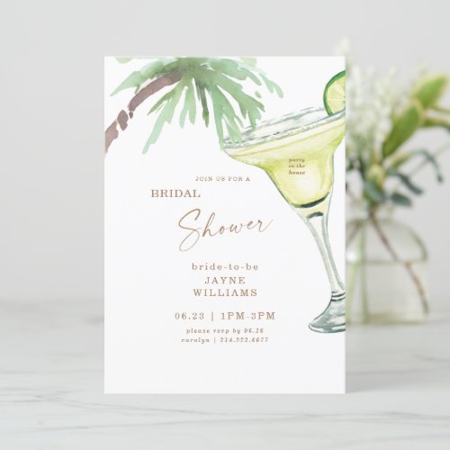 Tropical Palm Tree Margarita Bridal Shower  Invita Invitation