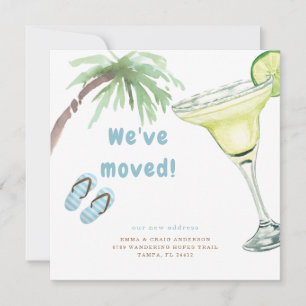 Tropical Palm Tree Margarita We've Moved Invitation