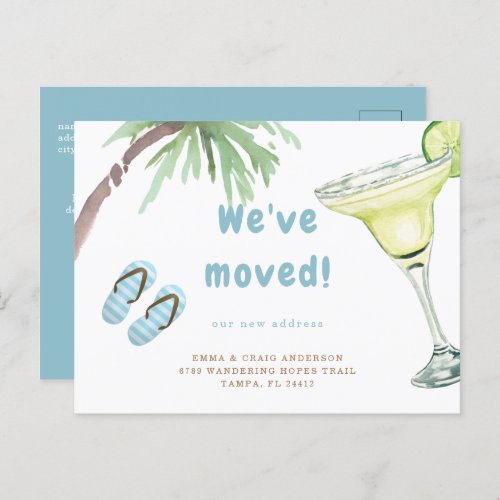 Tropical Palm Tree Margarita Weve Moved Postcard