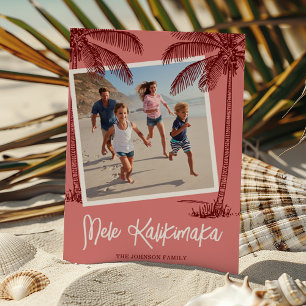 Tropical Palm Tree Mele Kalikimaka Photo Holiday Card