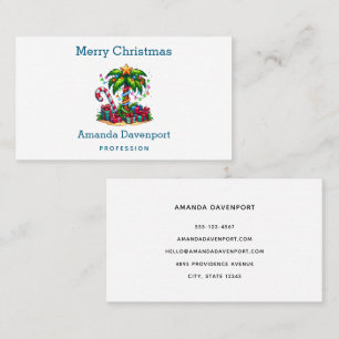 Tropical Palm Tree Merry Christmas Business Card