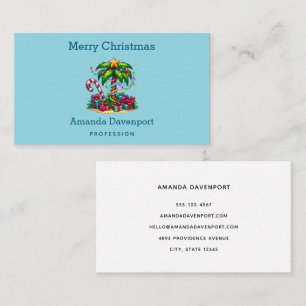 Tropical Palm Tree Merry Christmas Business Card