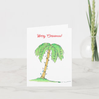 Tropical Palm Tree Merry Christmas Card w/ Lights!