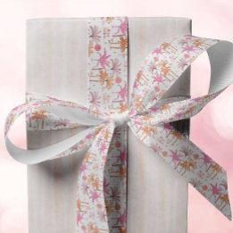 Tropical Palm Tree Merry Christmas Grosgrain Ribbon