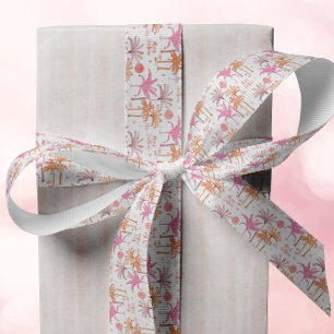 Tropical Palm Tree Merry Christmas Grosgrain Ribbon