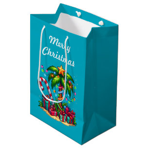 Tropical Palm Tree Merry Christmas Medium Gift Bag
