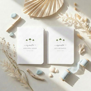 Tropical Palm Tree Minimal Modern Wedding Foil Vow Books
