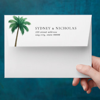 Tropical Palm Tree Minimal Wedding Return Address Envelope