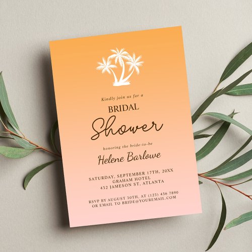 Tropical Palm Tree Modern Minimalist Bridal Shower Invitation
