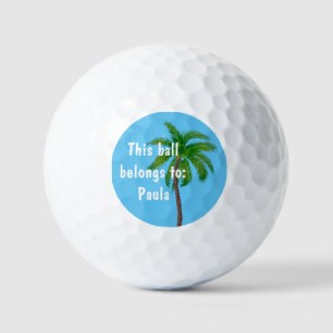 Tropical Palm Tree Monogram Golf Balls