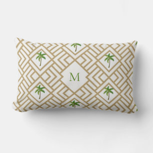 Tropical Palm Tree Monogram Lumbar Pillow